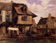Pierre etienne theodore rousseau A Market in Normandy oil painting artist
